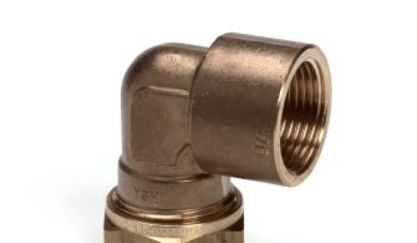 Bonfix® messing schroefknie 90º, knel x binnendraad, 15 mm x half