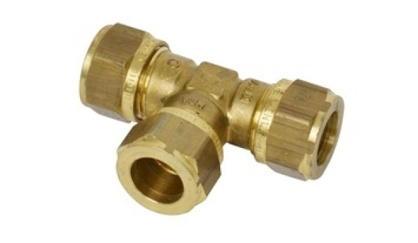 Bonfix® messing T-stuk 90º, 3x knel, 12 mm