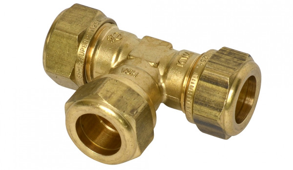 Bonfix® messing T-stuk 90º, 3x knel, 15 mm