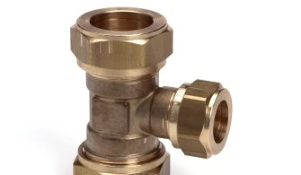 Bonfix® messing verloop-T-stuk 90º, 3x knel, 12 x 15 x 12 mm